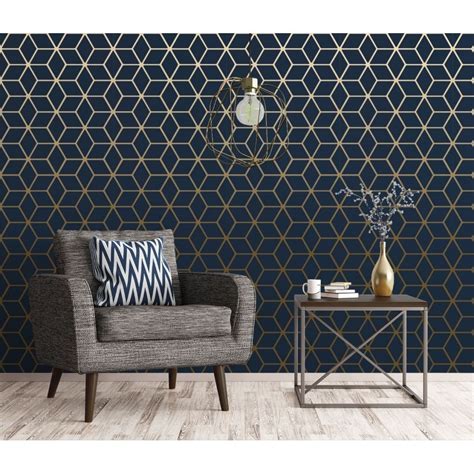 Sample of House of Alice Cubic Shimmer Geometric Wallpaper in 